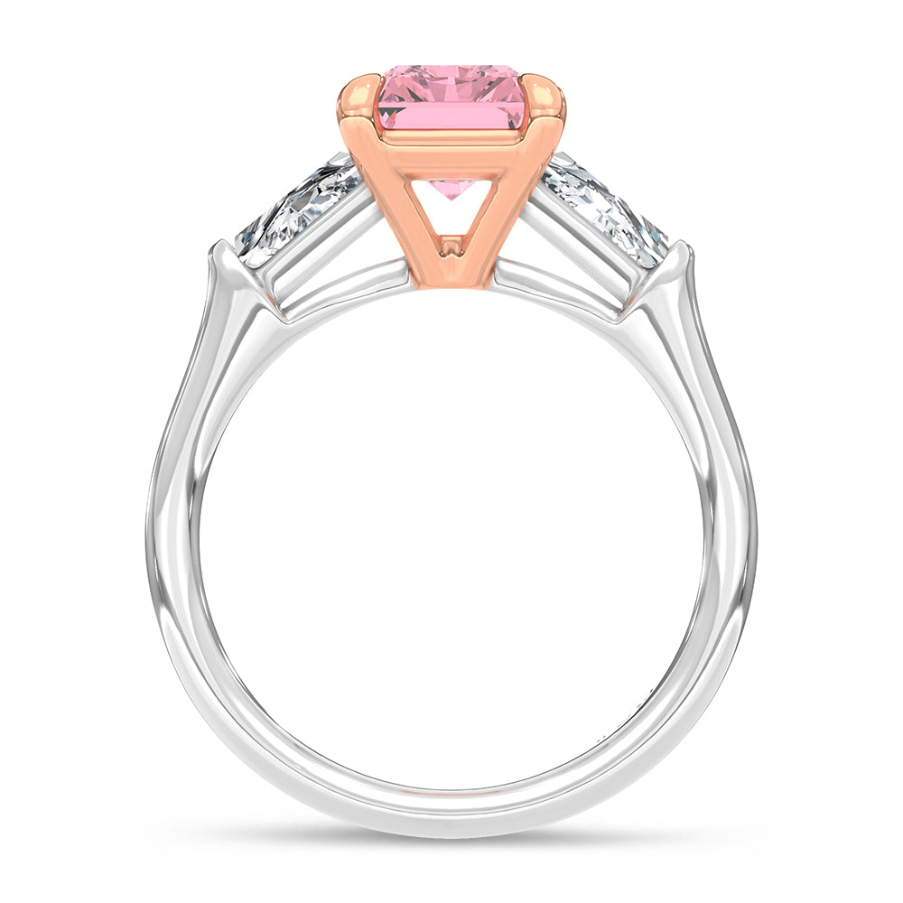 14K White Gold Lab Grown Diamond 2 5/8 Ct.Tw. Pink Radiant Engagement Ring (Center 2ct)