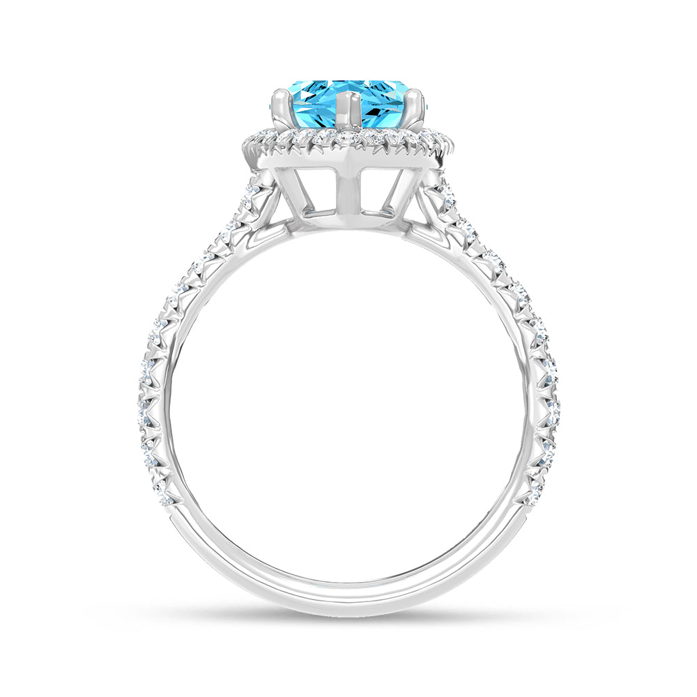 14K White Gold Lab Grown Diamond 3 3/4 Ct.Tw. Blue Marquise Engagement Ring (Center 3ct)