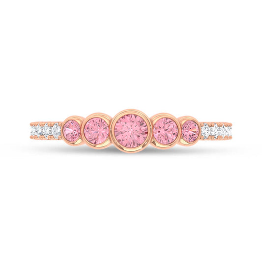14K Rose Gold Lab Grown Pink and White Diamond 1 1/2 Ct.Tw. Band