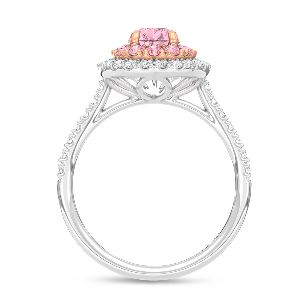 14K Two Tone Lab Grown Diamond 1 7/8 Ct.Tw. Pink Pear Engagement Ring (Center 1ct)