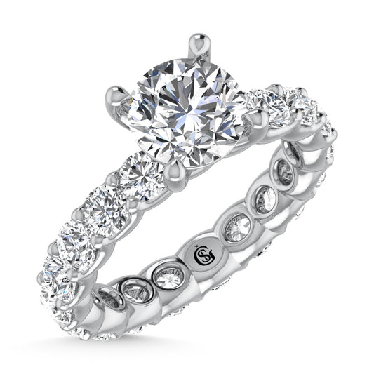 14K White Gold Lab Grown Diamond 4 3/4 Ct.Tw. Round Shape Halfway Engagement Ring ( IGI Certfied Center 2CT)