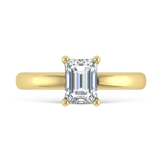 14K Yellow Gold Lab Grown Diamond 2 Ct.Tw. IGI Certified Emerald Shape Solitaire (Available from 1CT to 7CT)