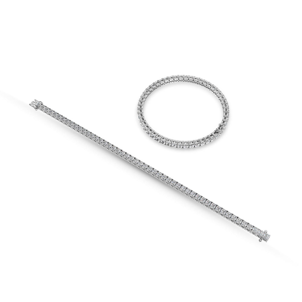 14K White Gold Lab Grown Diamond 3 Ct.Tw. Illusion Tennis Bracelet (7CT Look)