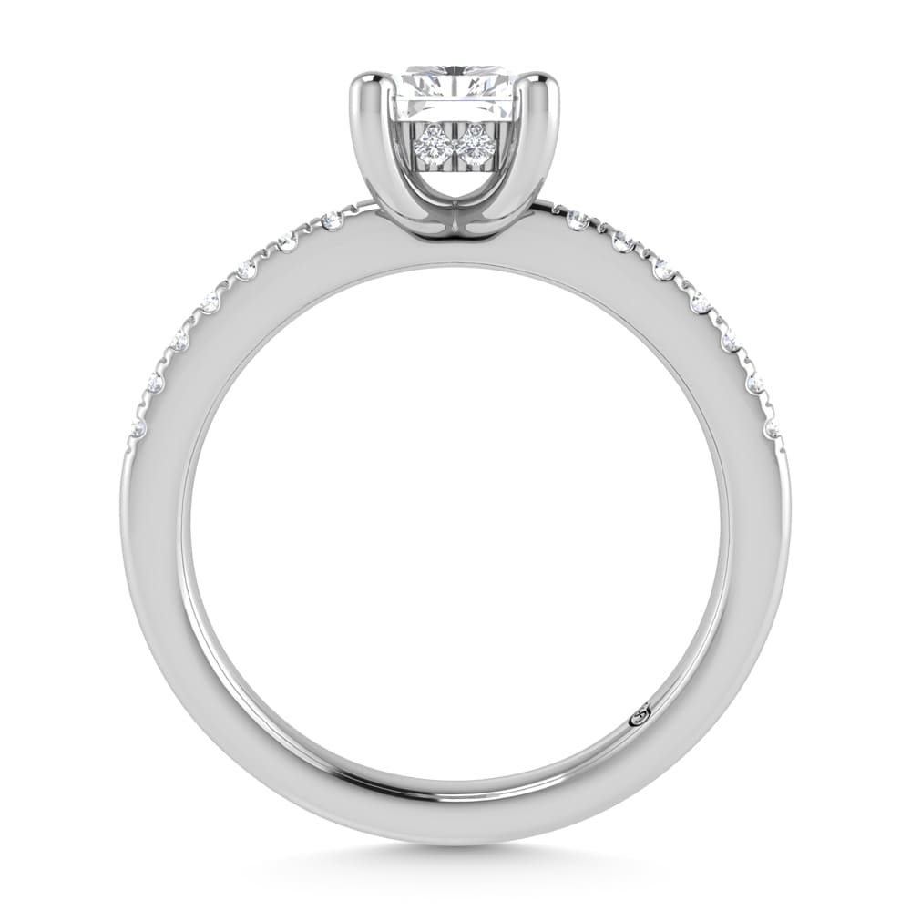 14K White Gold Lab Grown Diamond 1 3/4 Ct.Tw. IGI Certified Radiant Shape Hidden Halo Engagement Ring