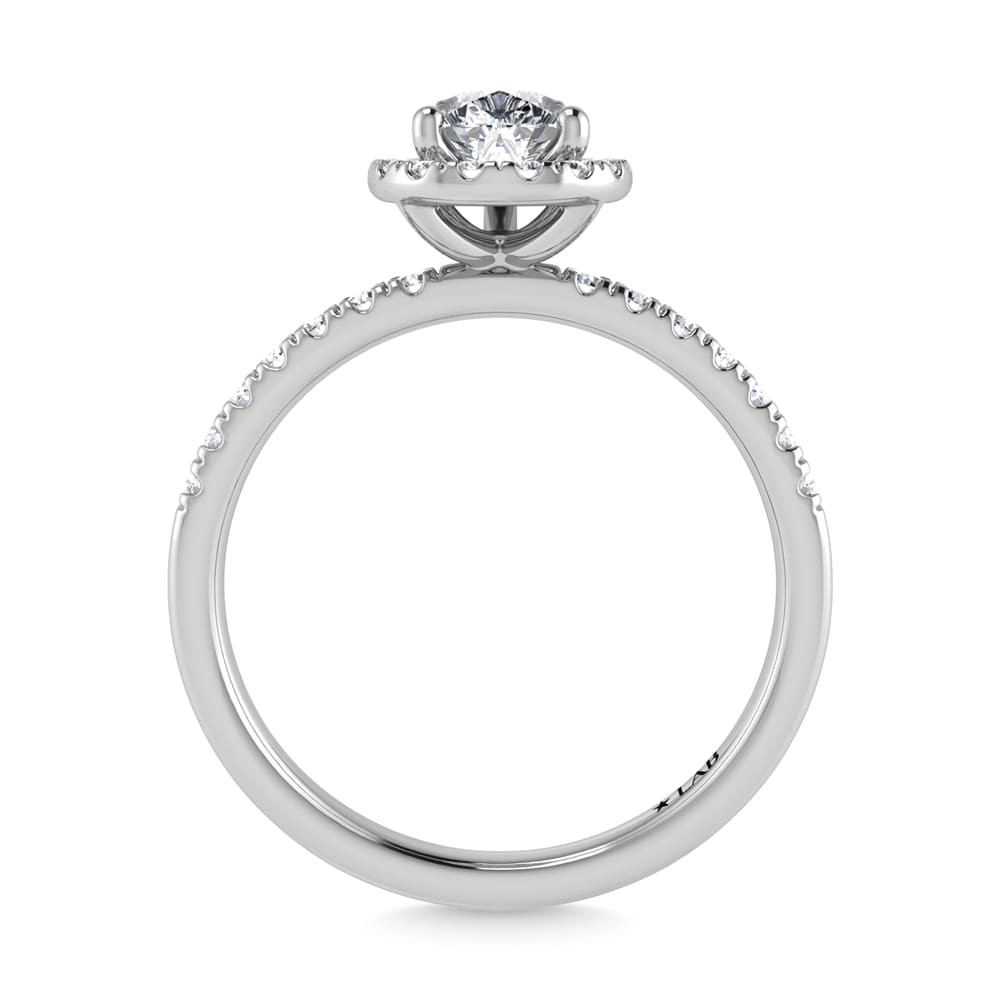14K White Gold Lab Grown Diamond 1 1/4 Ct.Tw. IGI Certified Pear Shape Halo Engagement Ring (IGI Certified Center 1ct)