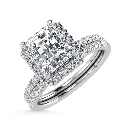 14K White Gold Lab Grown Diamond 1 1/4 Ct.Tw. Radiant Shape Halo Engagement Ring (IGI Certfied Center 1 ct)