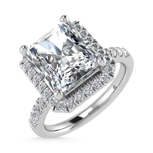 14K White Gold Lab Grown Diamond 3 1/3 Ct.Tw. Radiant Shape Halo Engagement Ring (IGI Certfied Center 3 ct)
