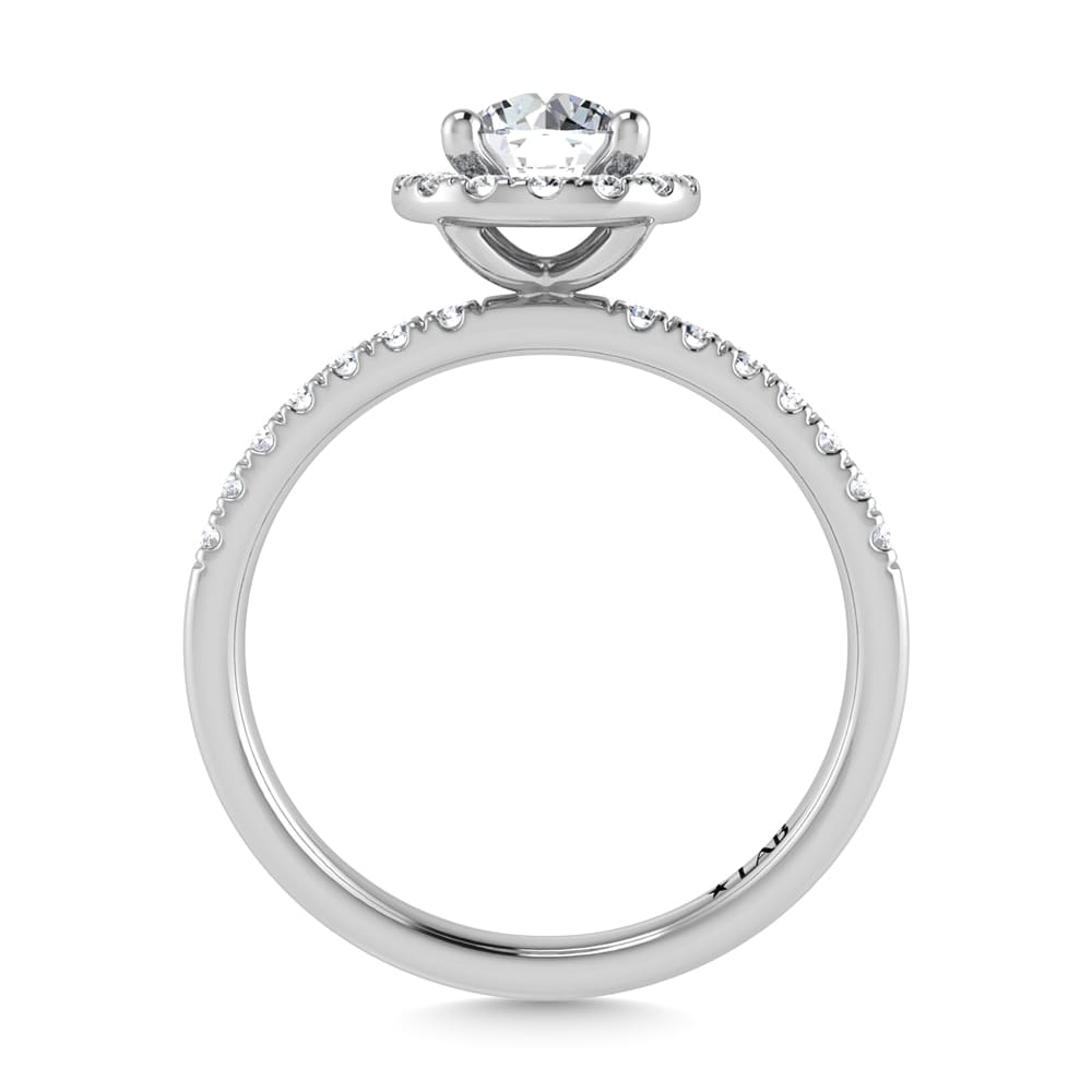 14K White Gold Lab Grown Diamond 1 3/4 Ct.Tw. IGI Certified Round Shape Halo Engagement Ring (IGI Certified Center 1 1/2ct)