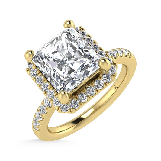 14K Yellow Gold Lab Grown Diamond 2 1/4 Ct.Tw. Radiant Shape Halo Engagement Ring (IGI Certified Center 2ct)