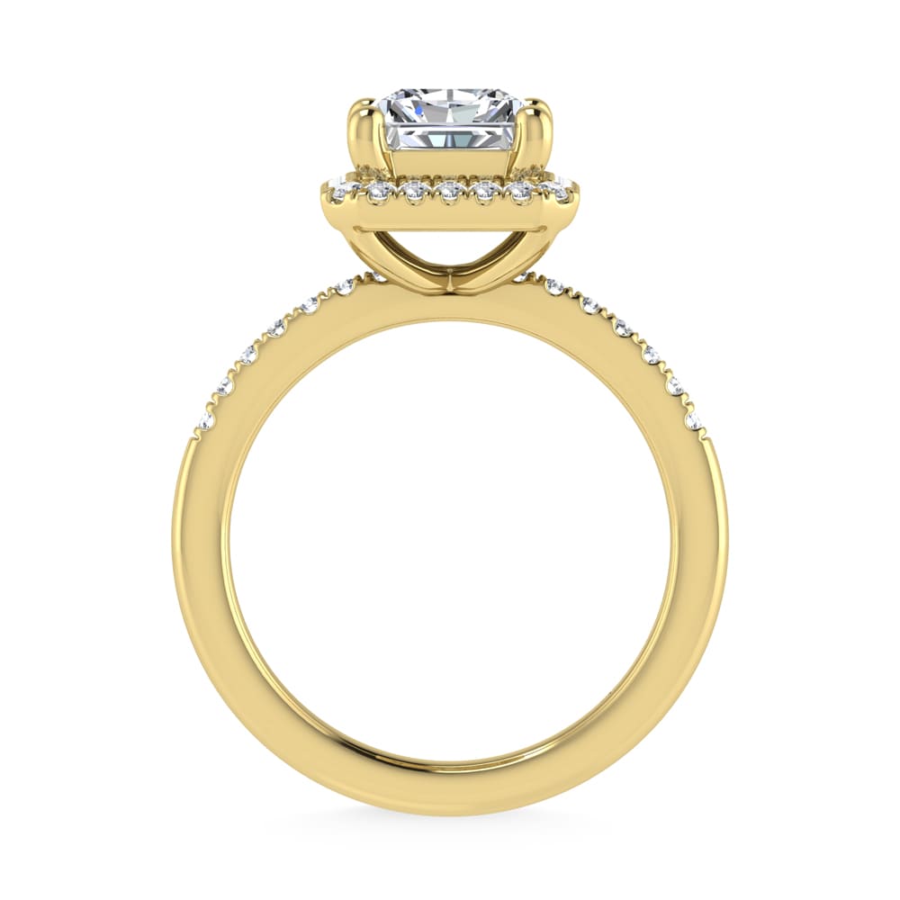 14K Yellow Gold Lab Grown Diamond 2 1/4 Ct.Tw. Radiant Shape Halo Engagement Ring (IGI Certified Center 2ct)