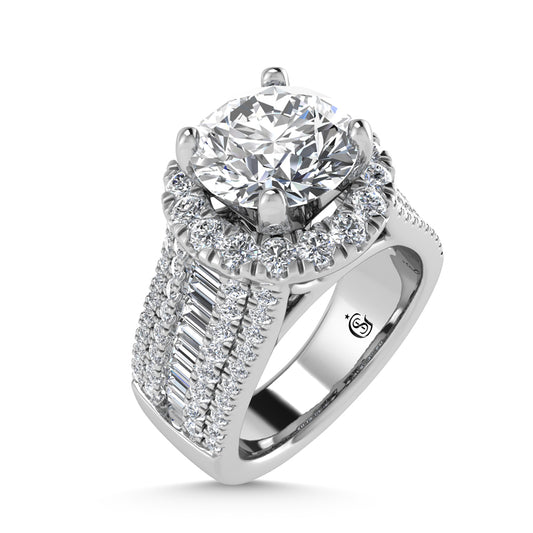14K White Gold Lab Grown Diamond 4 ct.tw. Engagement Ring (IGI Certfied Center 2ct)