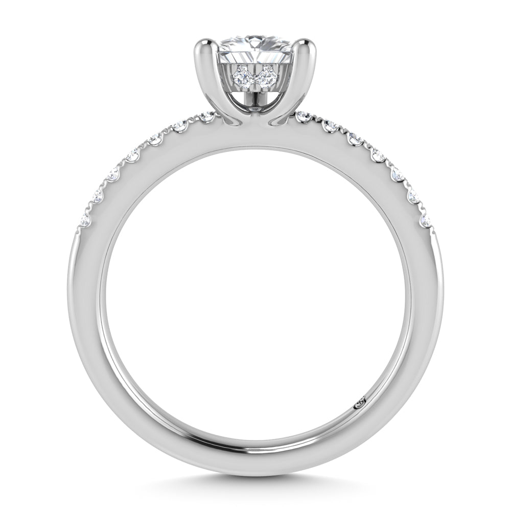 14K White Gold Lab Grown Diamond 4 1/2 Ct.Tw. Hidden Halo Engagement Ring (IGI Certified Center 4ct)