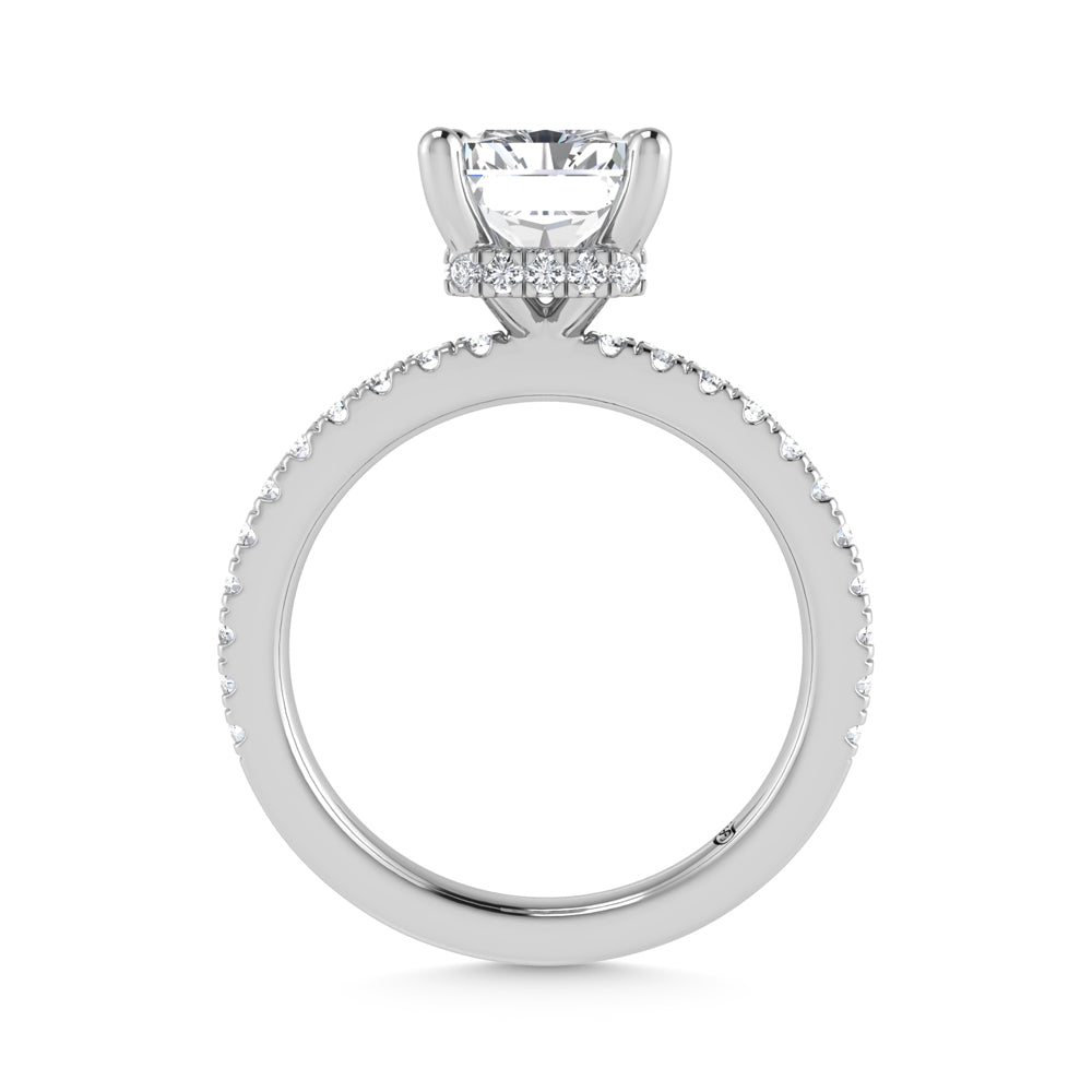 14K White Gold Lab Grown Diamond 2 3/8 Ct.Tw. Hidden Halo Engagement Ring (IGI Certfied Center Radiant 2ct)