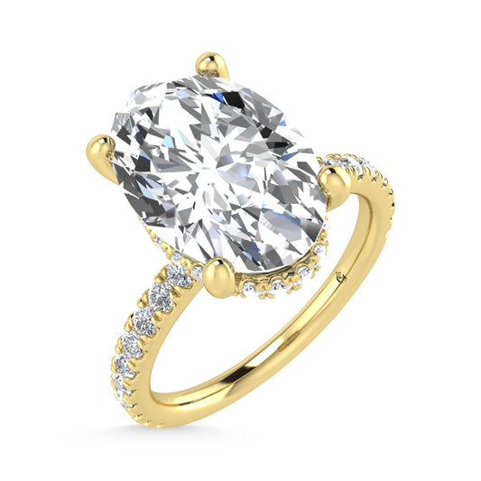 14K Yellow Gold Lab Grown Diamond 4 1/2 Ct.Tw. Oval Shape Halo Engagement Ring (IGI Certified Center 4ct)