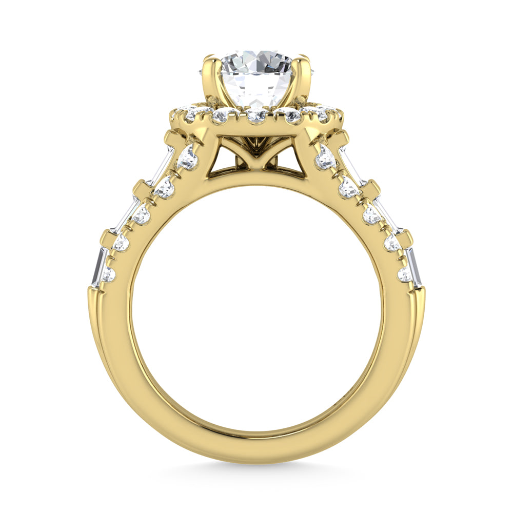 14K Yellow Gold Lab Grown Diamond 4 ct.tw. Round Shape Engagement Ring (IGI Certified Center 2ct)