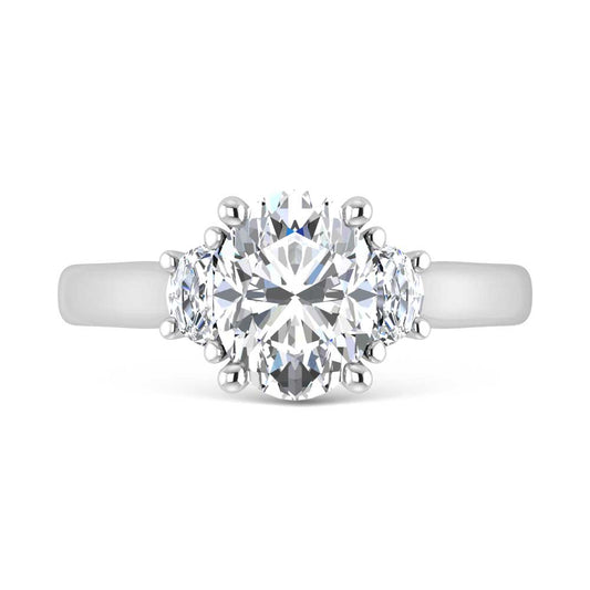 14K White Gold Lab Grown Diamond 3 1/2 Ct.Tw. Oval Shape Engagement Ring