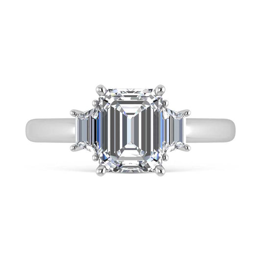 14K White Gold Lab Grown Diamond 3 1/2 Ct.Tw. Emerald Shape Engagement Ring