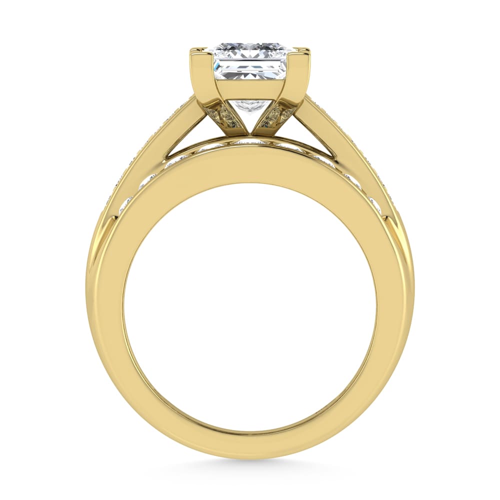 10K Yellow Gold Lab Grown Diamond 2 1/4 ct.Tw. Princess Shape Engagement Ring (IGI Certified Center 1 1/2 ct)