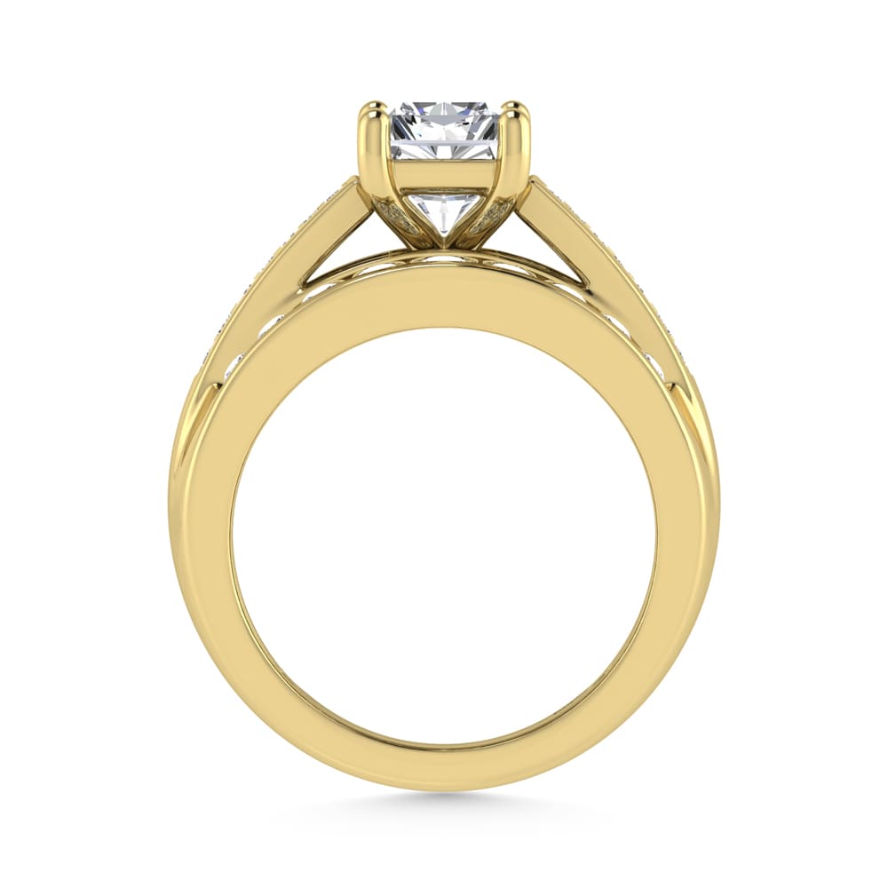 10K Yellow Gold Lab Grown Diamond 1 3/4 ct.Tw. Radiant Shape Engagement Ring (IGI Certified Center 1ct)