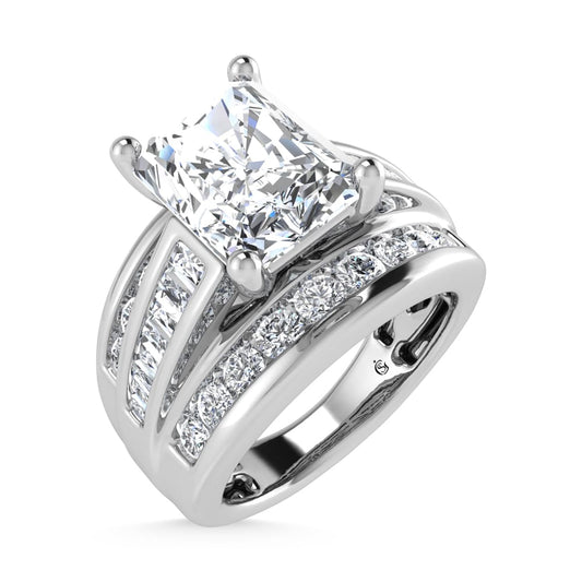 14K White Gold Lab Grown Diamond 5 ct.Tw. Radiant Shape Engagement Ring (IGI Certified 4ct)