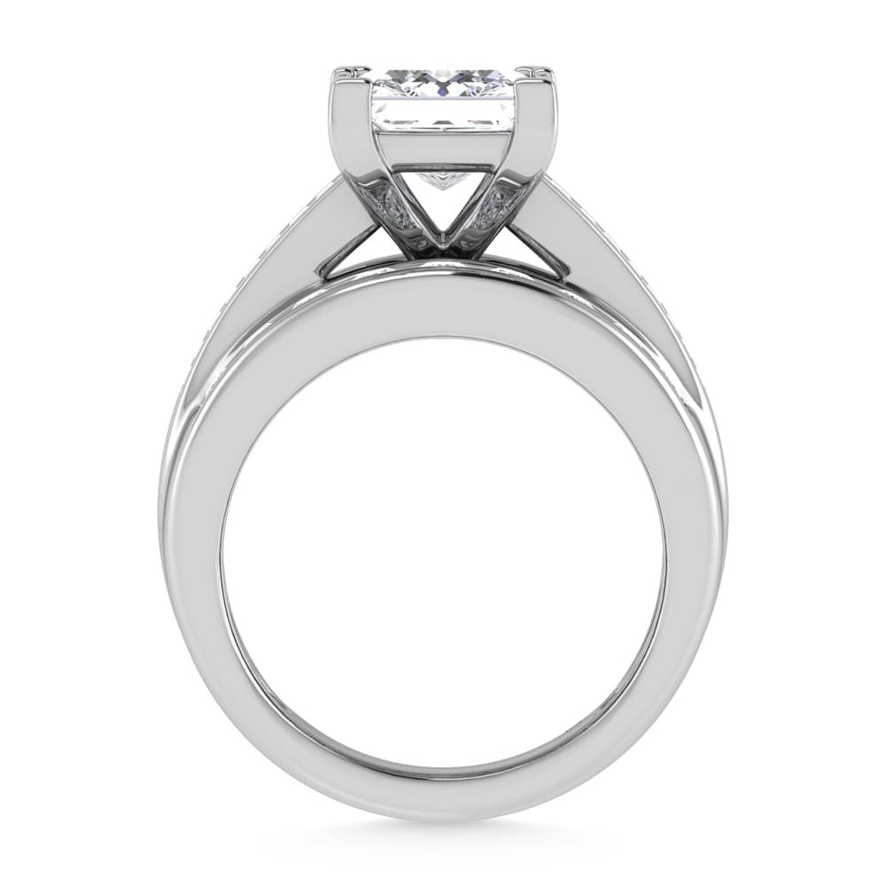14K White Gold Lab Grown Diamond 5 ct.Tw. Princess Shape Engagement Ring (IGI Certified 4ct)