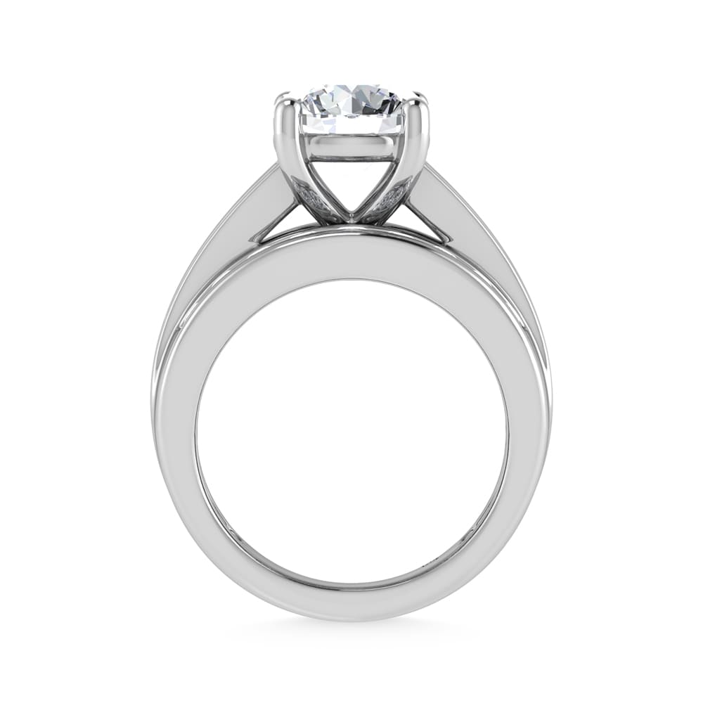 10K White Gold Lab Grown Diamond 2 1/4 ct.Tw. Round Shape Engagement Ring (IGI Certified Center 1 1/2ct)
