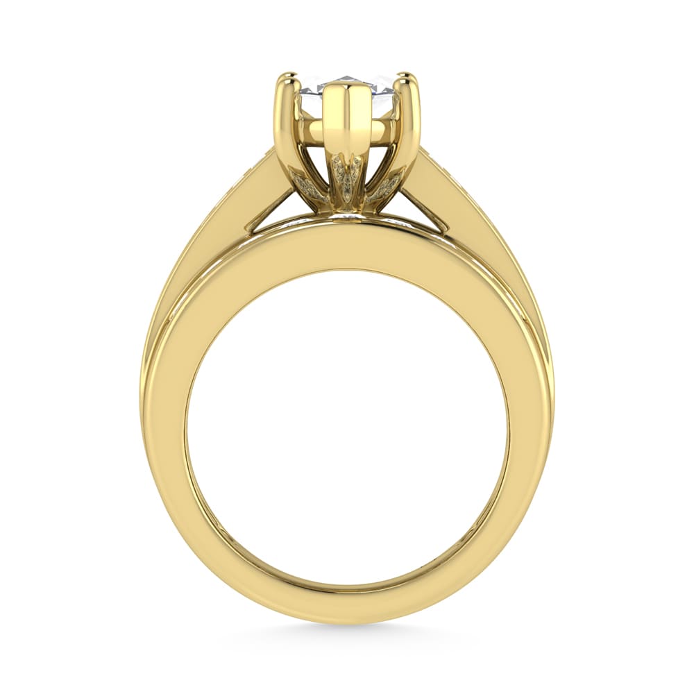 10K Yellow Gold Lab Grown Diamond 3 7/8 ct.Tw. Marquise Shape Engagement Ring (IGI Certified Center 3ct)