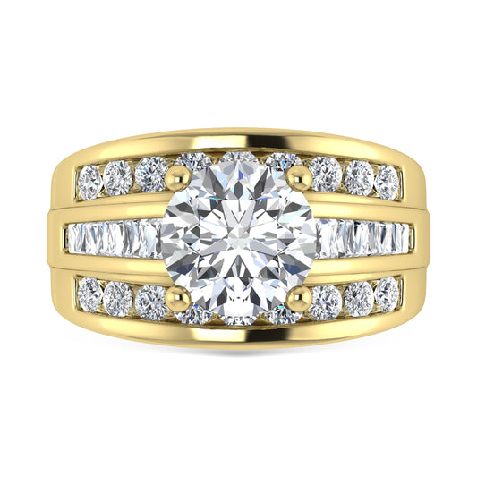 14K Yellow Gold Lab Grown Diamond 5 ct.Tw. Round Shape Engagement Ring (IGI Certified 6ct)