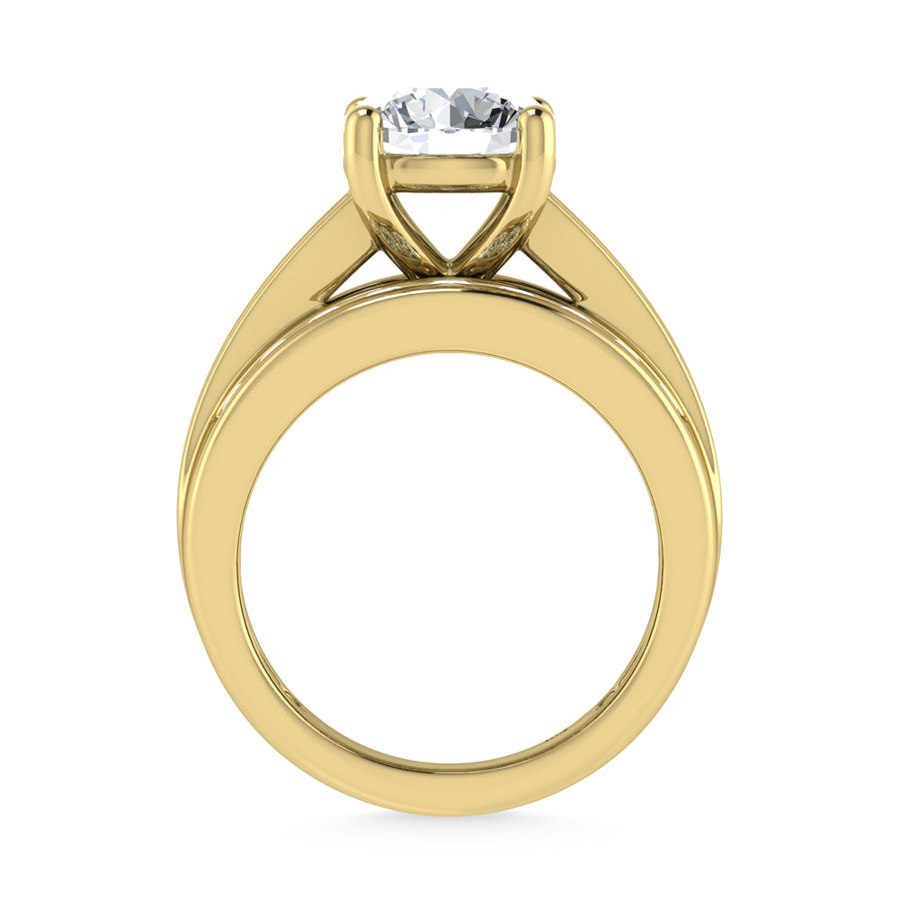 10K Yellow Gold Lab Grown Diamond 2 1/4 ct.Tw. Round Shape Engagement Ring (IGI Certified Center 1 1/2 ct)