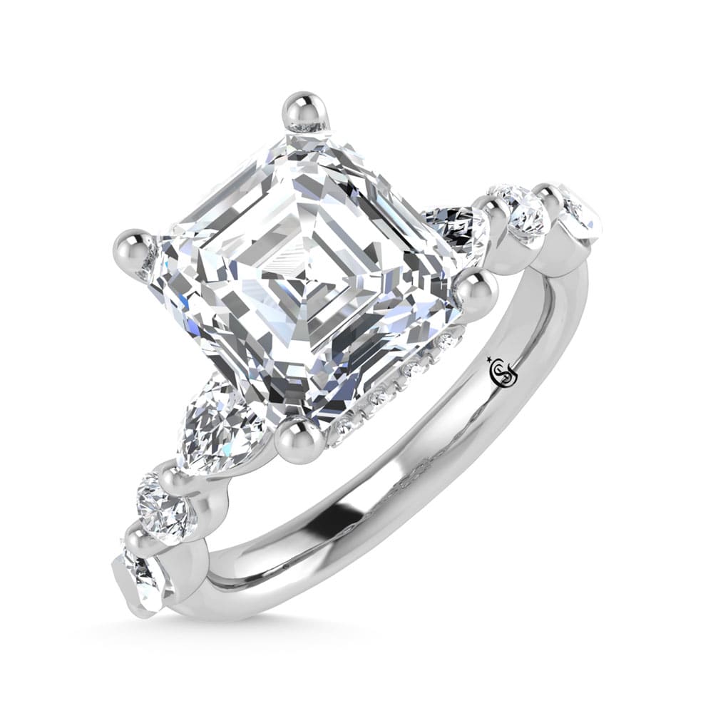 14K White Gold Lab Grown Diamond 3 5/8 Ct.Tw. Marquise and Round Shape Halo Engagement Ring (IGI Certified Center 3ct)