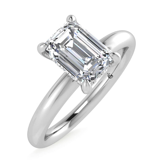 14K White Gold Lab Grown Diamond 1 1/20Ct.Tw. Emerald Shape Engagement Ring (IGI Certified Center 1ct)