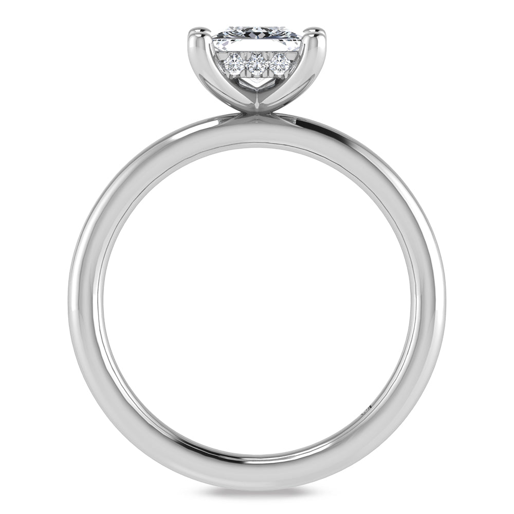 14K White Gold Lab Grown Princess Shape Lab Grown Diamond 1 1/20 ct.tw. Certified Solitaire Engagement Ring (IGI Certified Center 1ct)