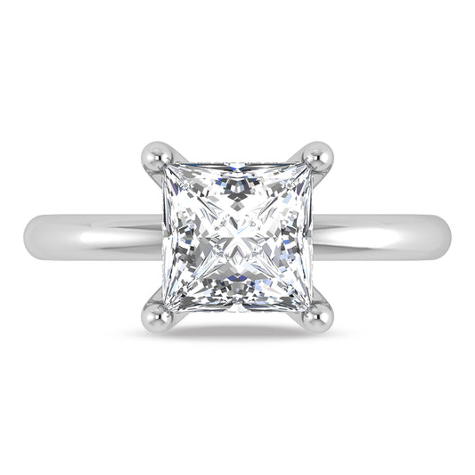 14K White Gold Lab Grown Princess Shape Lab Grown Diamond 2 1/20 ct.tw. Certified Solitaire Engagement Ring (IGI Certified Center 2ct)