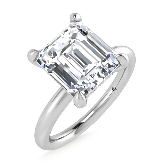 14K White Gold Lab Grown Diamond 3 1/20 Ct.Tw. Radiant Shape Engagement Ring (IGI Certified Center 3ct)