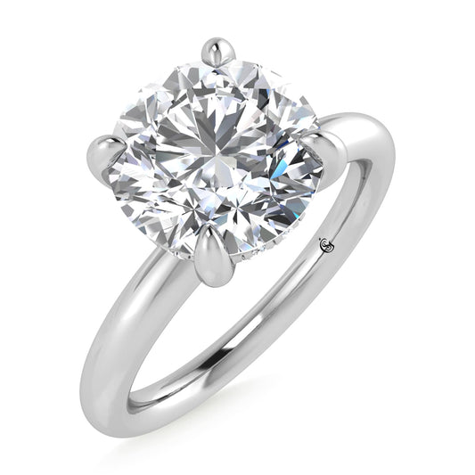 14K White Gold Lab Grown Diamond 2 1/20 Ct.Tw. Round Shape Engagement Ring (IGI Certified Center 2ct)