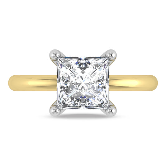 14K Yellow Gold Lab Grown Princess Shape Lab Grown Diamond 2 1/20 ct.tw. IGI Certified Solitaire Engagement Ring (Center 2 ct)