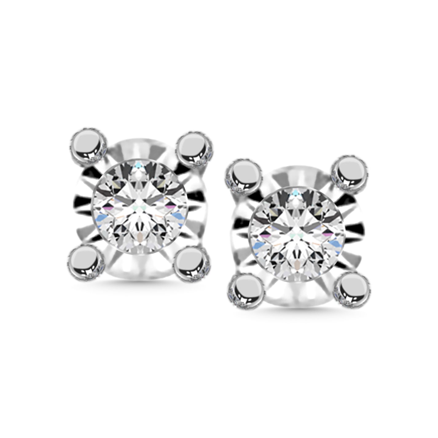 Sterling Silver Lab Grown Diamond 1/20 Ct.Tw. Illusion Stud Earrings (1/10CT Look)