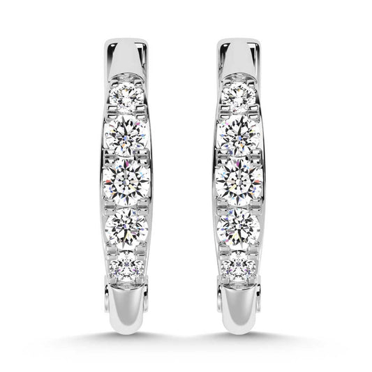 10K White Gold Lab Grown Diamond 1/4 Ct.Tw. Hoop Earrings