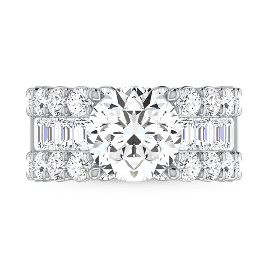 14K White Gold Lab Grown Diamond 8 1/5 Ct.Tw. Round and Emerald Band