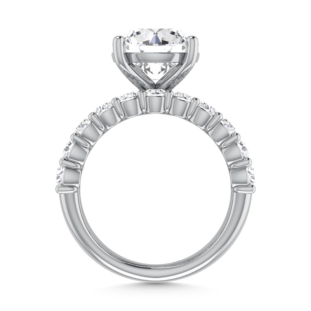 14K White Gold Lab Grown Diamond 8 1/5 Ct.Tw. Round and Emerald Band