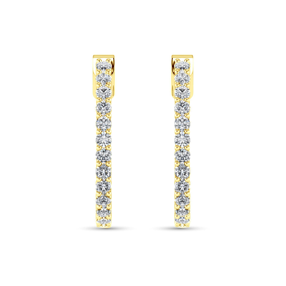 14K Yellow Gold Lab Grown Diamond 1 Ct.Tw. Hoop Earrings