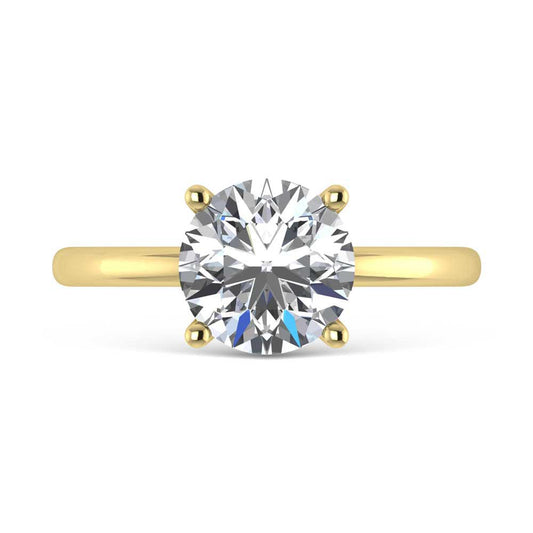 14K Yellow Gold Lab Grown Diamond 2 1//20 Ct.Tw. Round Shape Halo Engagement Ring (IGI Certified Center 2ct)
