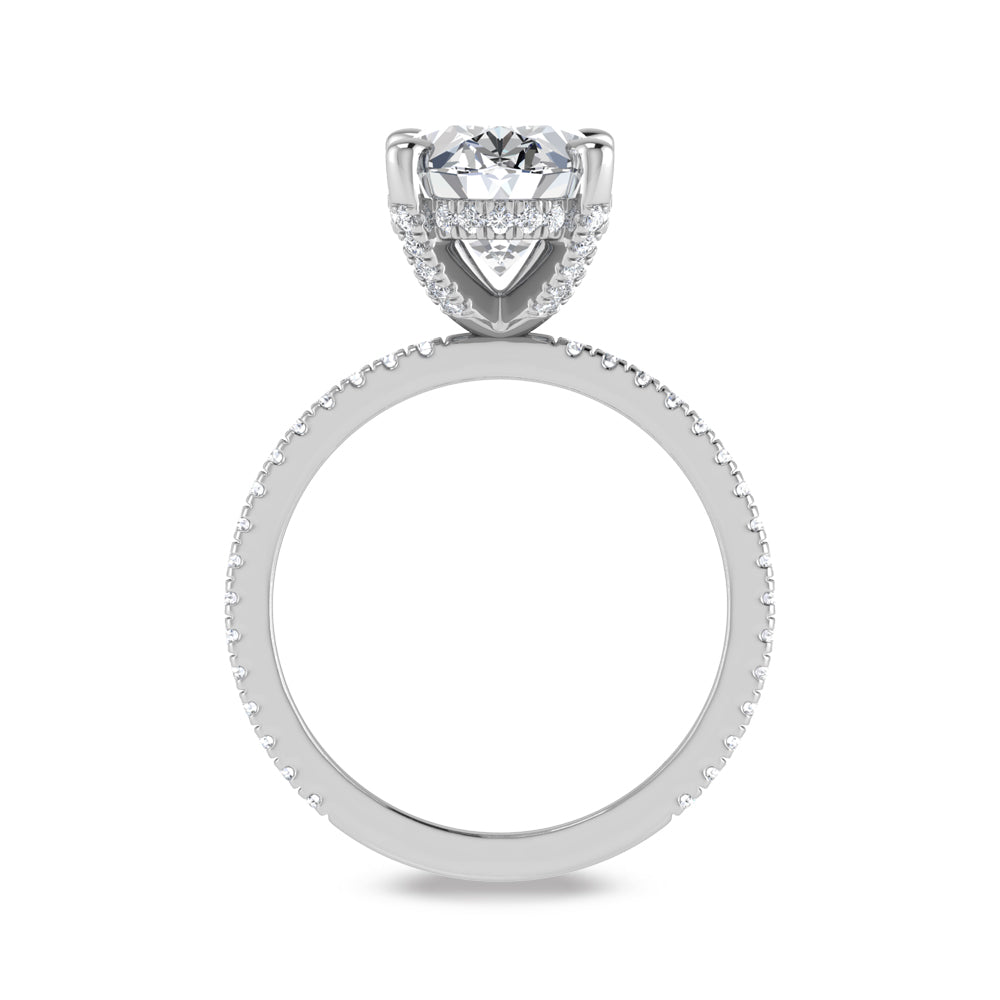 14K White Gold Lab Grown Diamond 2 1/3 Ct.Tw. Oval Shape Engagement Ring (IGI Certified Center 2ct)