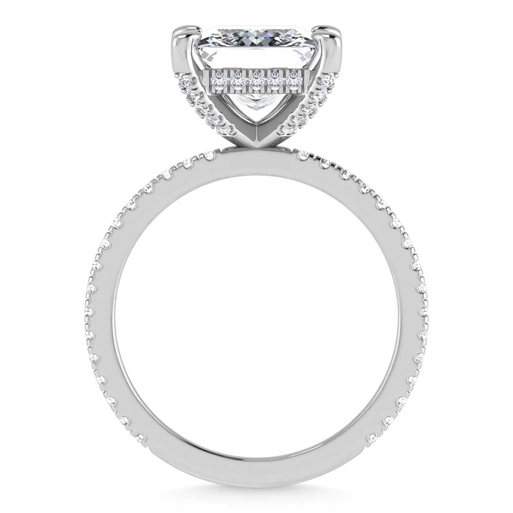 14K White Gold Lab Grown Diamond 4 3/8 Ct.Tw. Princess Shape Engagement Ring (IGI Certified Center 4ct)