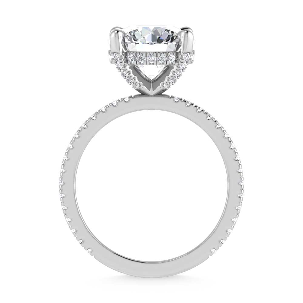 14K White Gold Lab Grown Diamond 4 3/8 Ct.Tw. Round Shape Engagement Ring (IGI Certified Center 4ct)