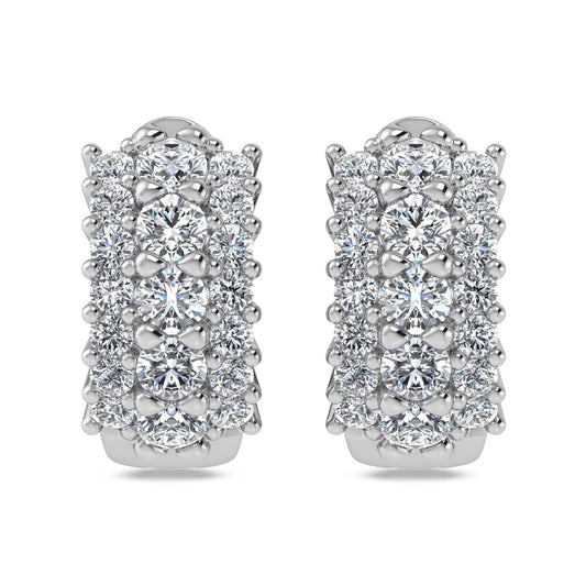 14K White Gold Lab Grown Diamond 1 1/4 Ct.Tw. Huggies Earrings