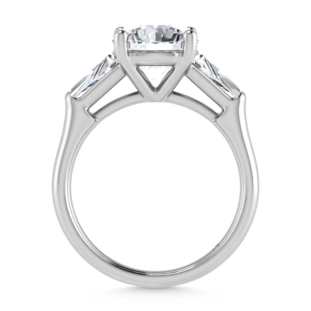14K White Gold Lab Grown Diamond 4 Ct.Tw. Round Shape Three Stone Engagement Ring