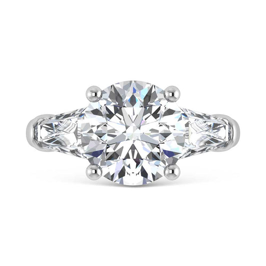 14K White Gold Lab Grown Diamond 5 3/4 Ct.Tw. Round Shape Three Stone Engagement Ring