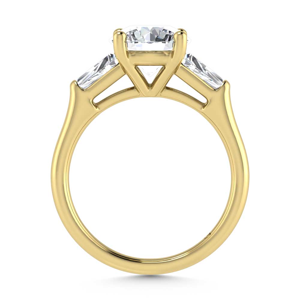 14K Yellow Gold Lab Grown Diamond 2 3/4 Ct.Tw. Round Shape Three Stone Engagement Ring