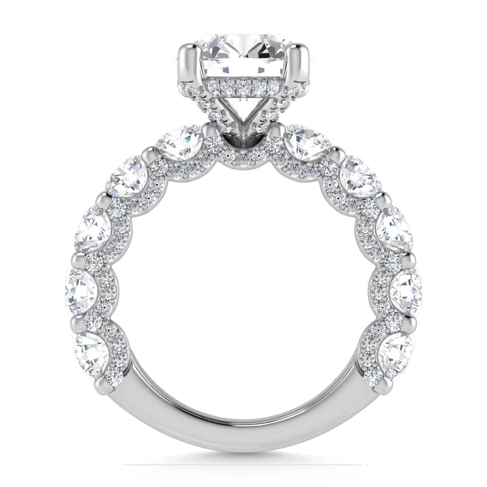 14K White Gold Lab Grown Diamond 8 Ct.Tw. Engagement Ring (IGI Certified Center 5ct)